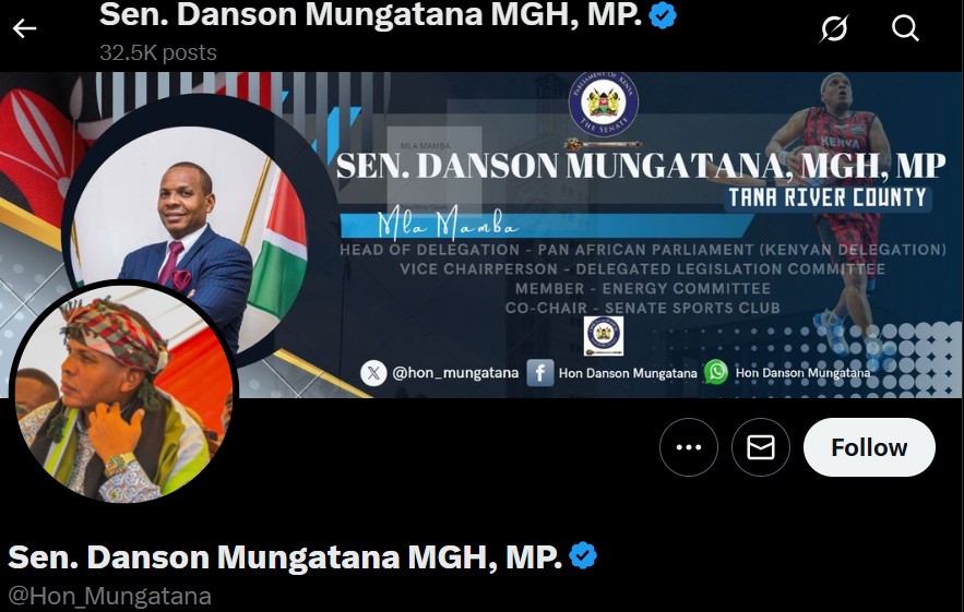 Sen. Danson Mungatana Twitter Banner